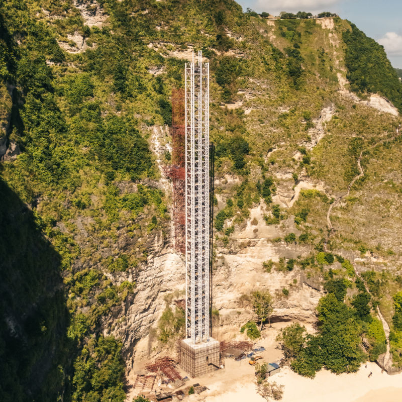 View of Kelingking Beach Glass Elevator Project in Nusa Penida