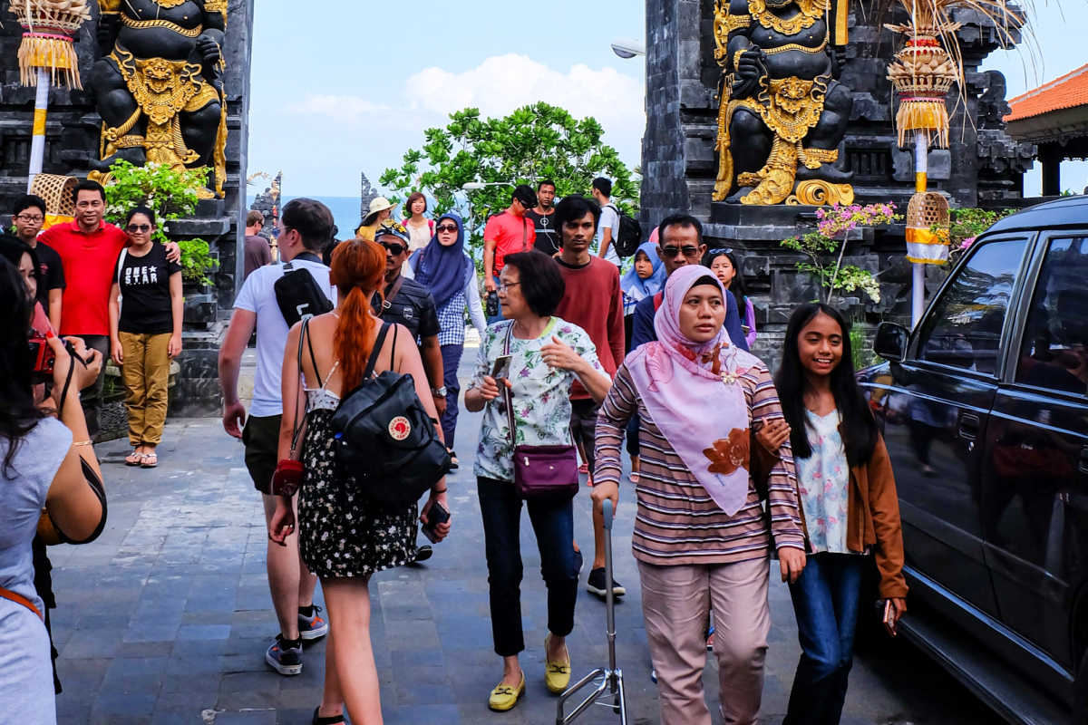 Family on Vacation in Bali at Tanah Lot