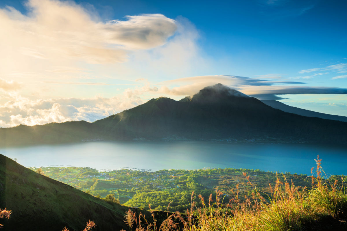  View from Kintamani of Lake Batur and  Mount Abang and  Trunyan Hill in Bali.jpg