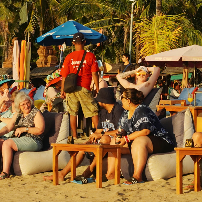 Tourists in Legian Beach in Bali
